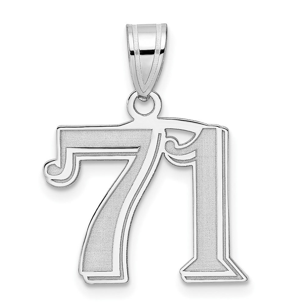 14K White Gold Polished Etched Number 71 Pendant