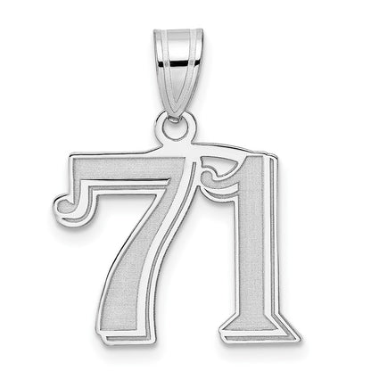 14K White Gold Polished Etched Number 71 Pendant