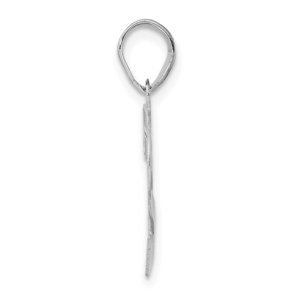 14K White Gold Polished Etched Number 72 Pendant