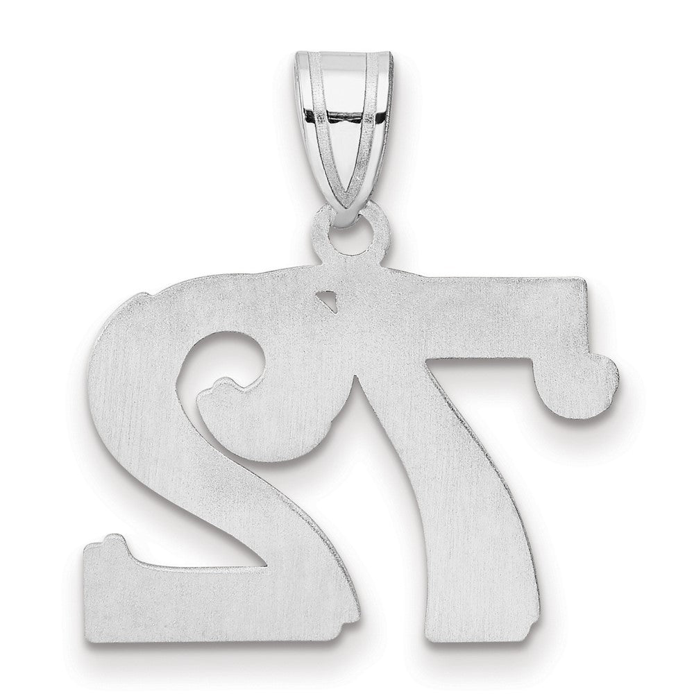 14K White Gold Polished Etched Number 72 Pendant