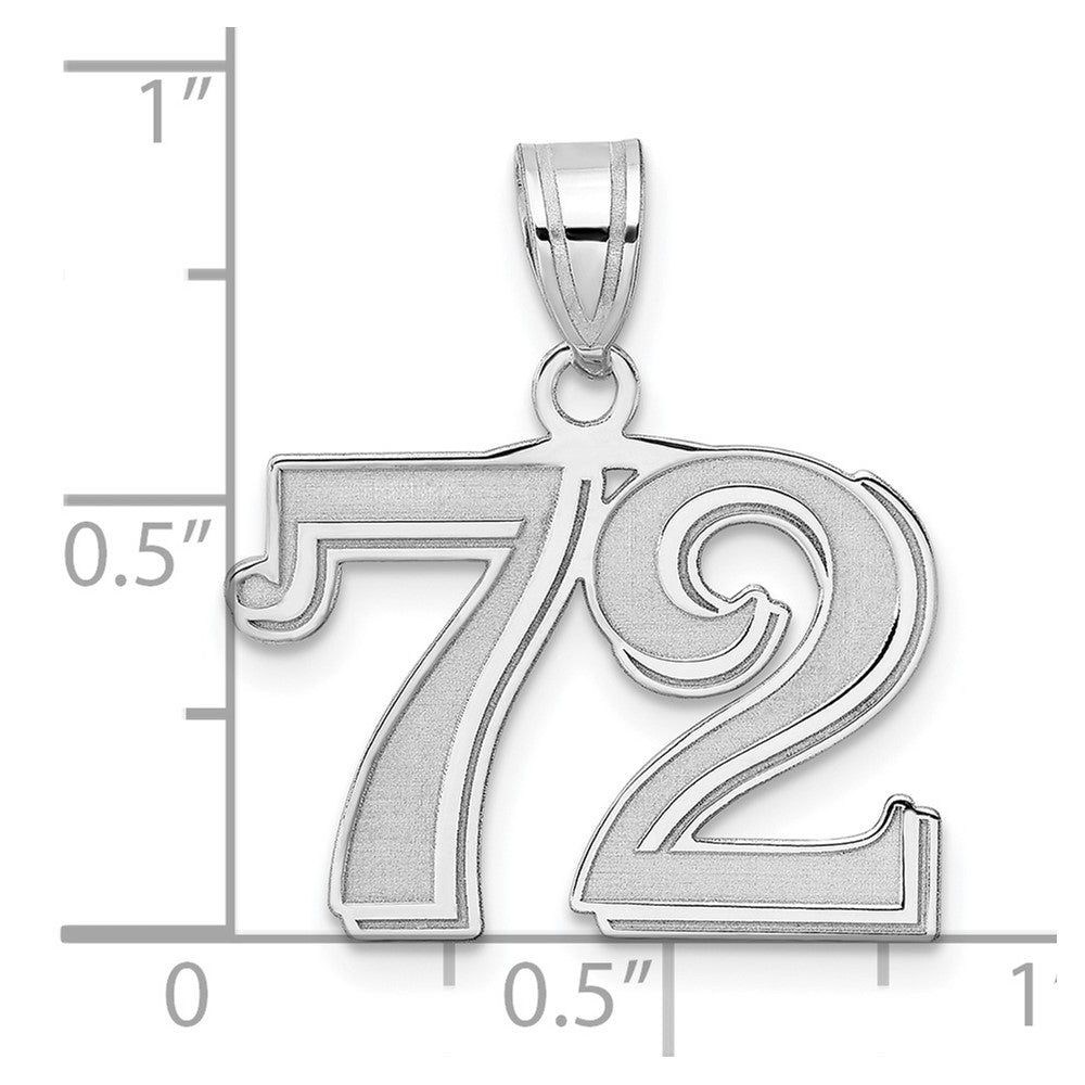 14K White Gold Polished Etched Number 72 Pendant