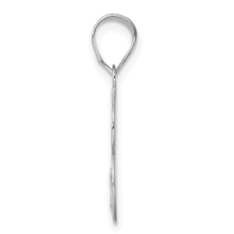 14K White Gold Polished Etched Number 73 Pendant