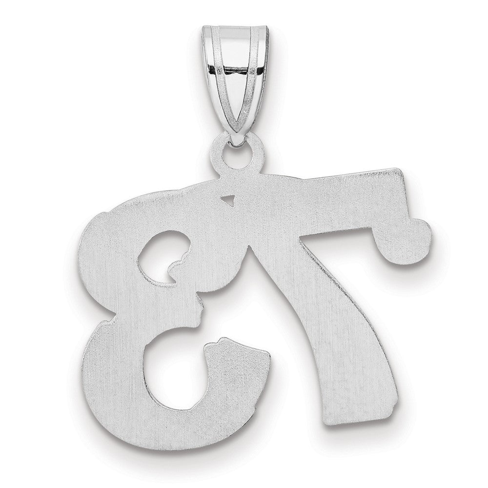 14K White Gold Polished Etched Number 73 Pendant