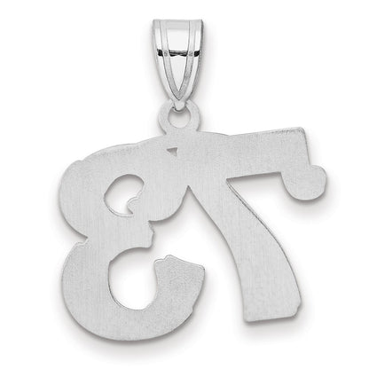14K White Gold Polished Etched Number 73 Pendant