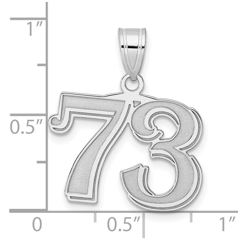 14K White Gold Polished Etched Number 73 Pendant