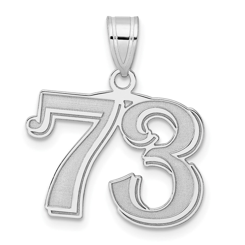 14K White Gold Polished Etched Number 73 Pendant