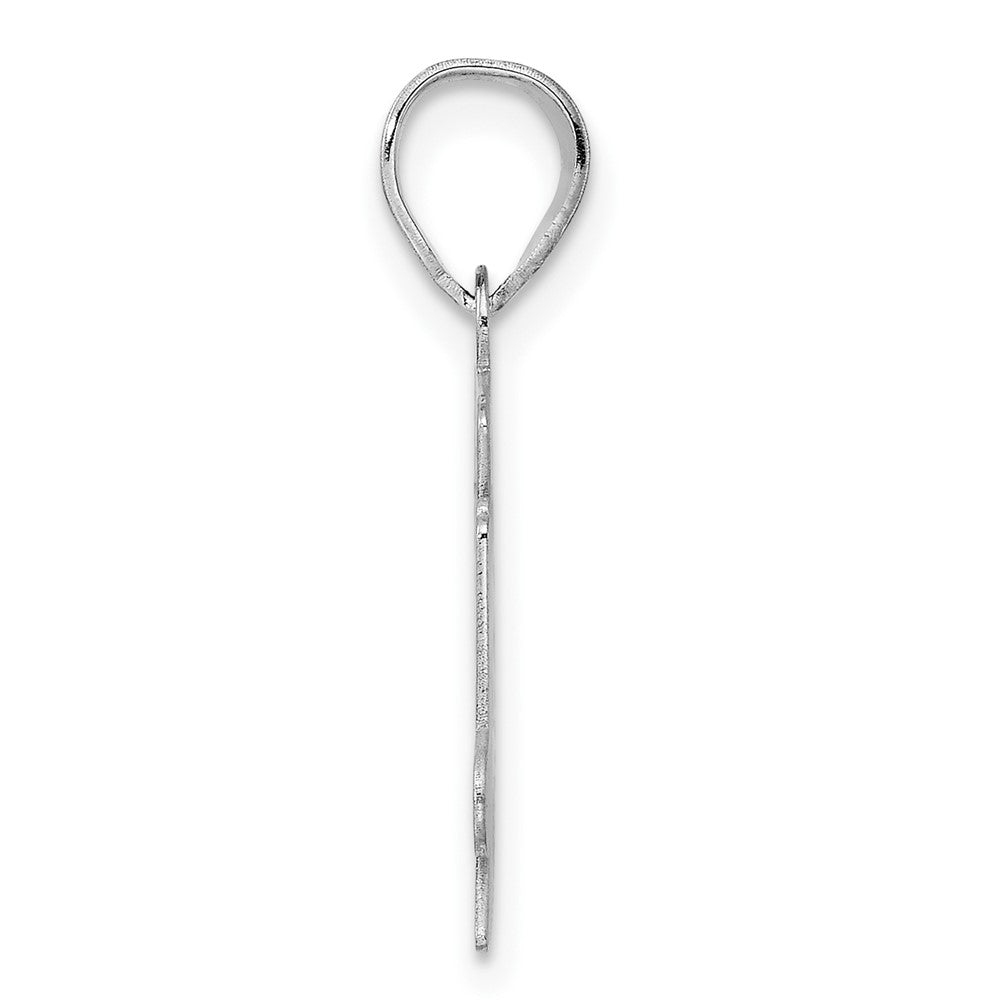 14K White Gold Polished Etched Number 74 Pendant