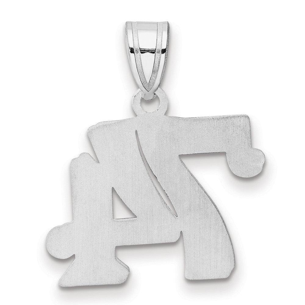 14K White Gold Polished Etched Number 74 Pendant