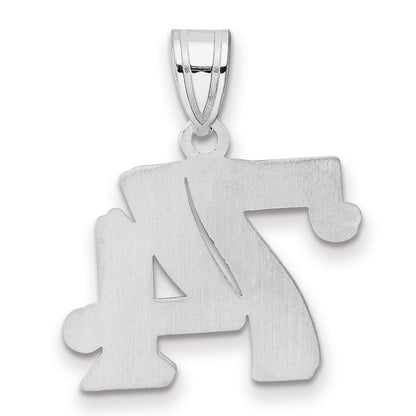 14K White Gold Polished Etched Number 74 Pendant