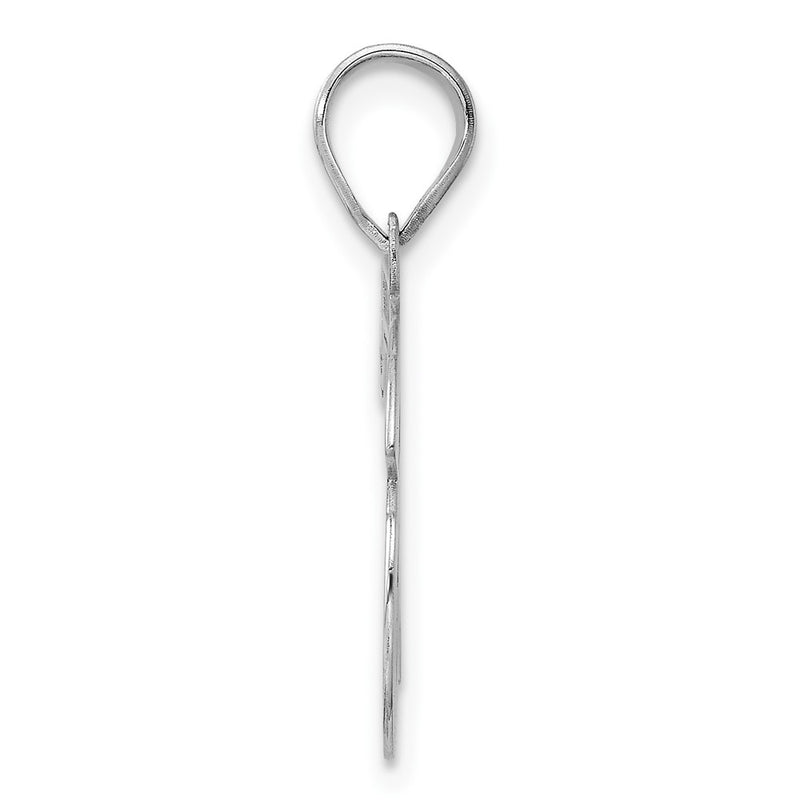 14K White Gold Polished Etched Number 76 Pendant