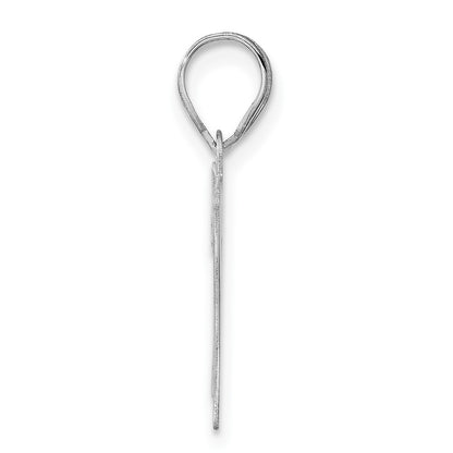 14K White Gold Polished Etched Number 77 Pendant