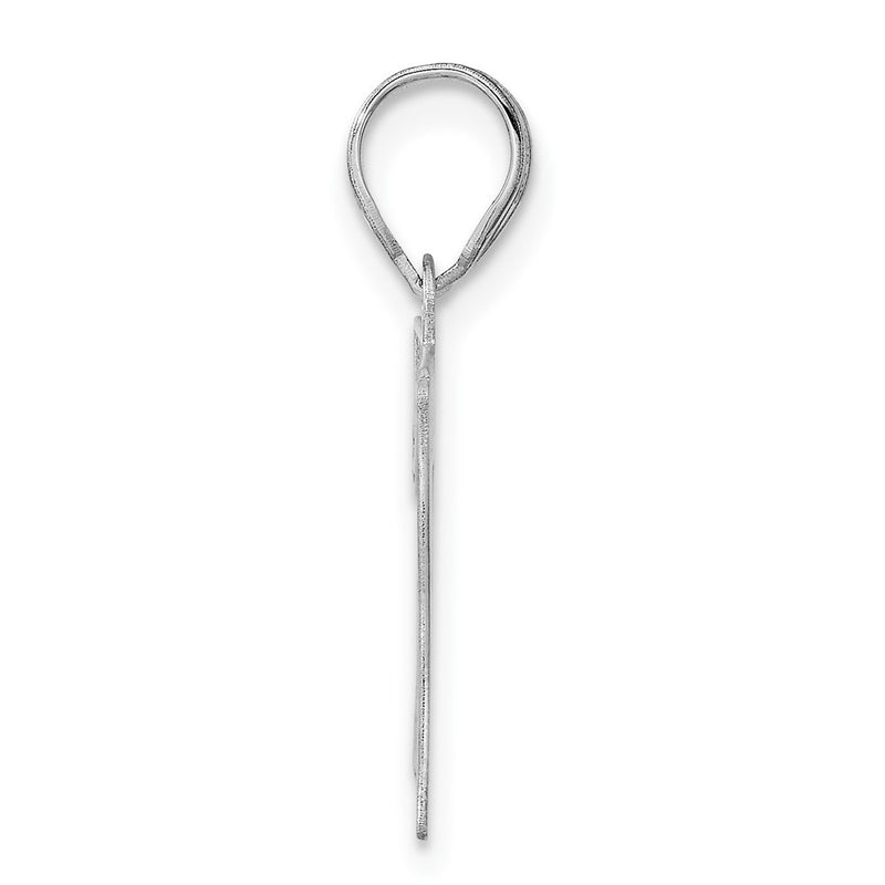 14K White Gold Polished Etched Number 77 Pendant