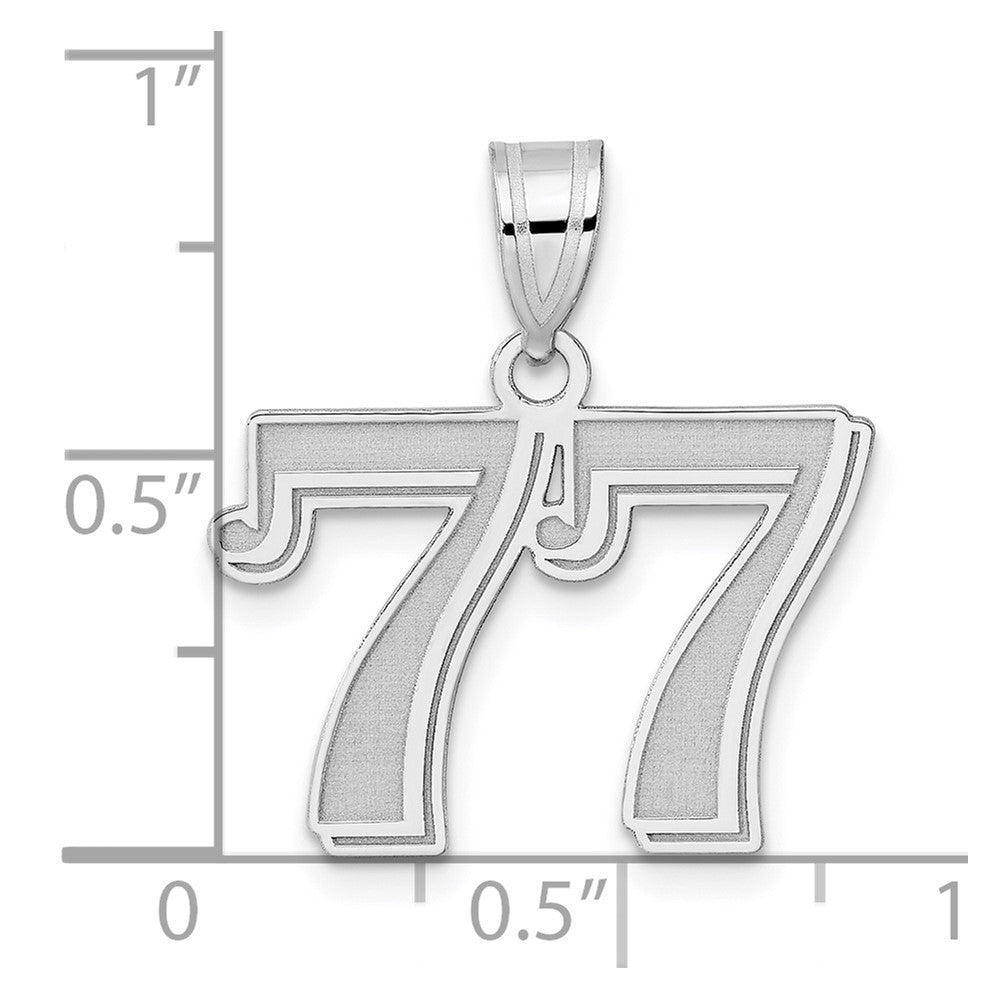 14K White Gold Polished Etched Number 77 Pendant