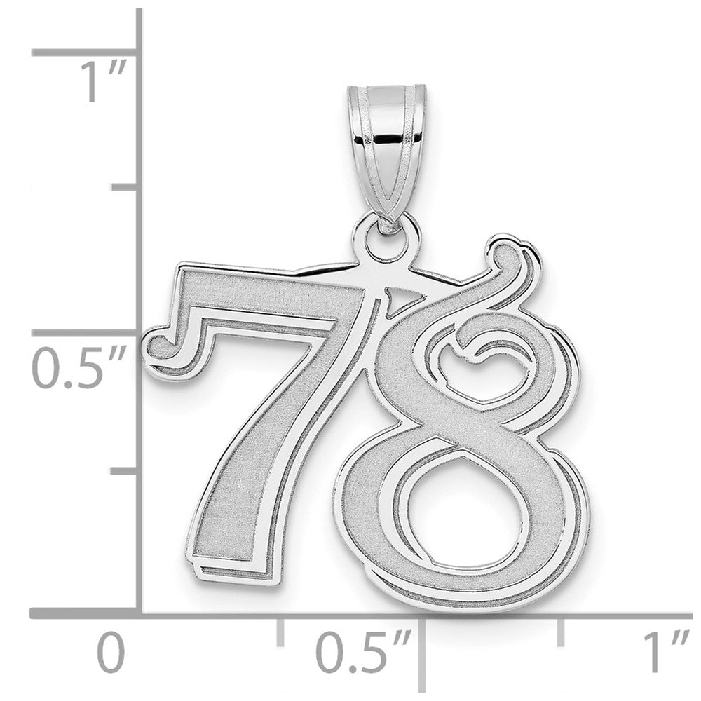14K White Gold Polished Etched Number 78 Pendant