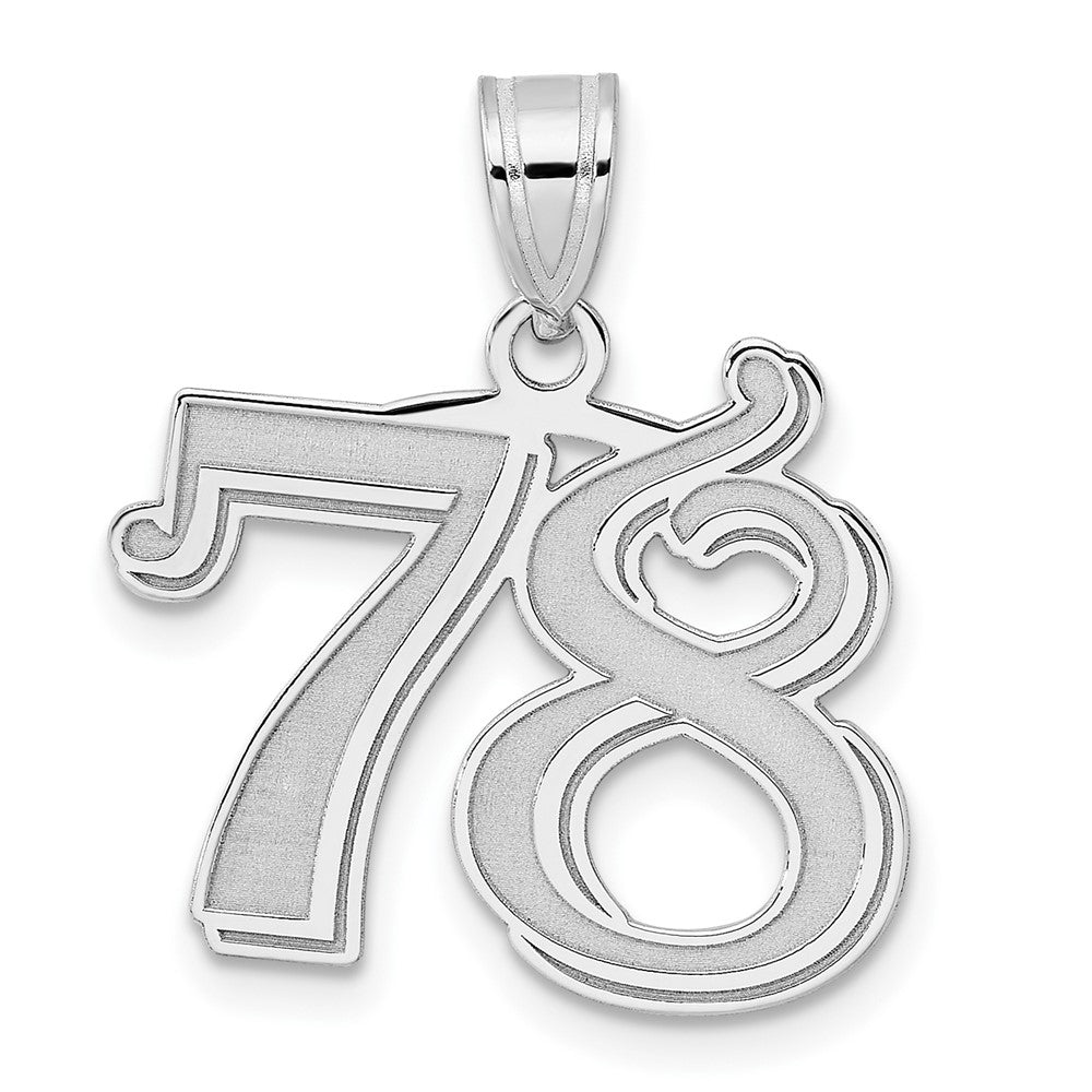 14K White Gold Polished Etched Number 78 Pendant