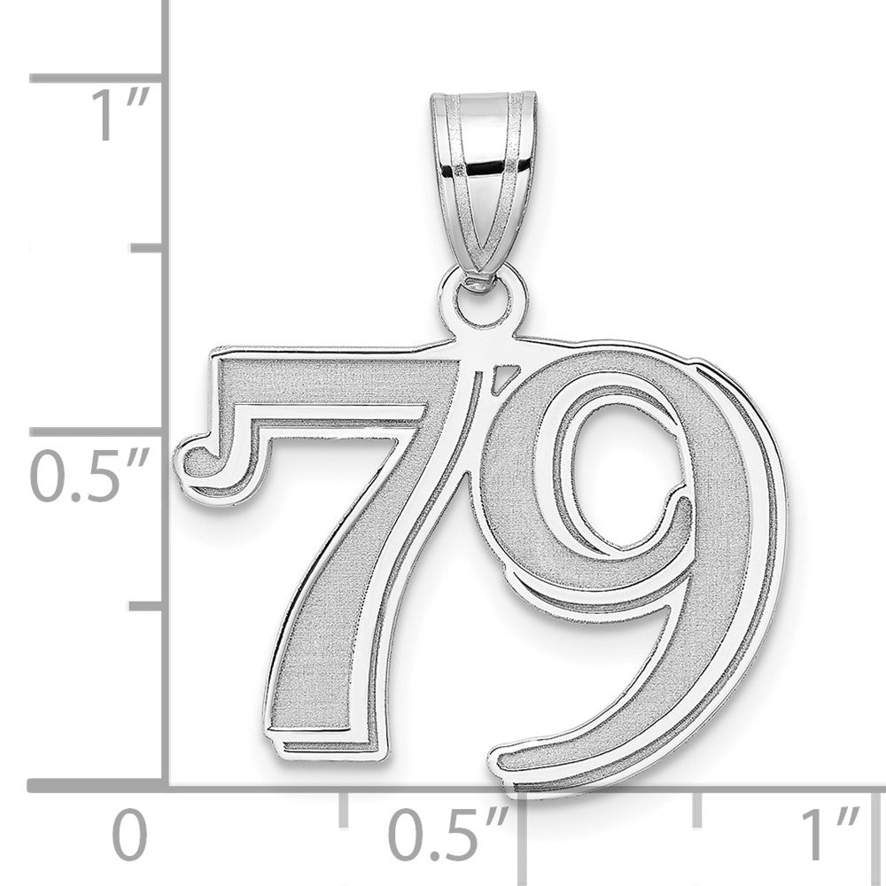 14K White Gold Polished Etched Number 79 Pendant