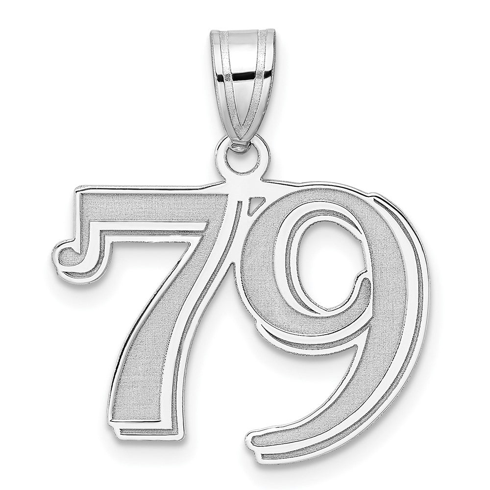 14K White Gold Polished Etched Number 79 Pendant