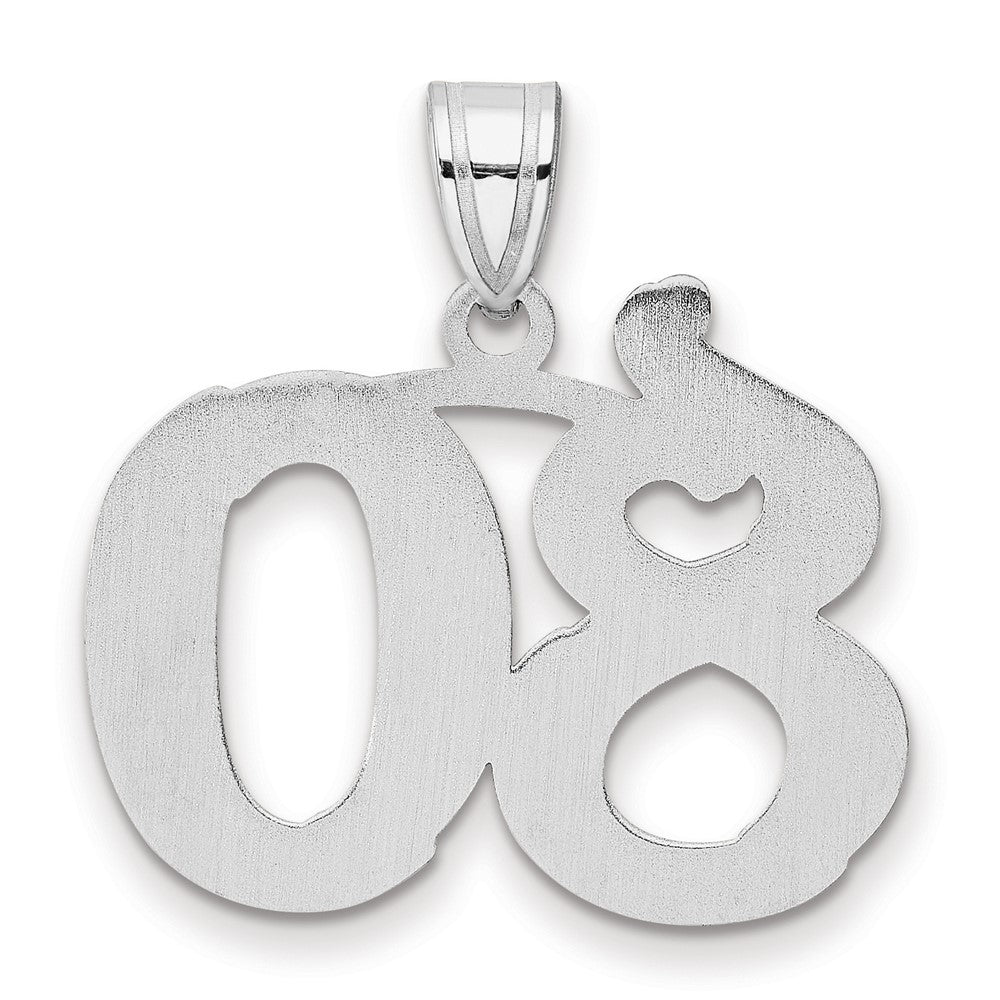 14K White Gold Polished Etched Number 80 Pendant