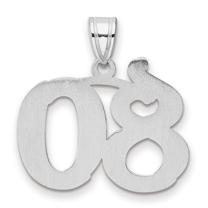 14K White Gold Polished Etched Number 80 Pendant