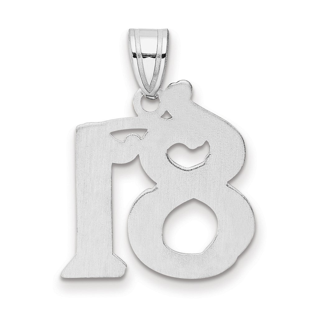 14K White Gold Polished Etched Number 81 Pendant