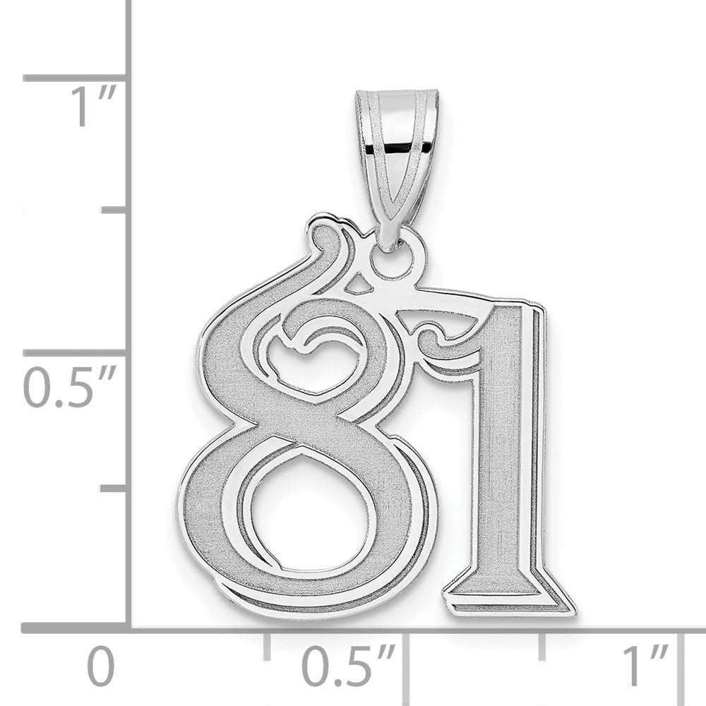 14K White Gold Polished Etched Number 81 Pendant