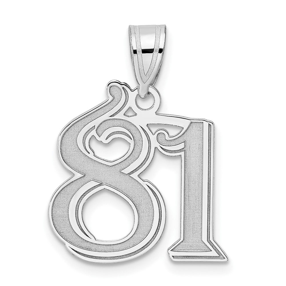 14K White Gold Polished Etched Number 81 Pendant