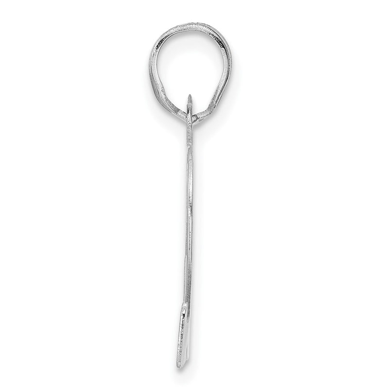 14K White Gold Polished Etched Number 82 Pendant