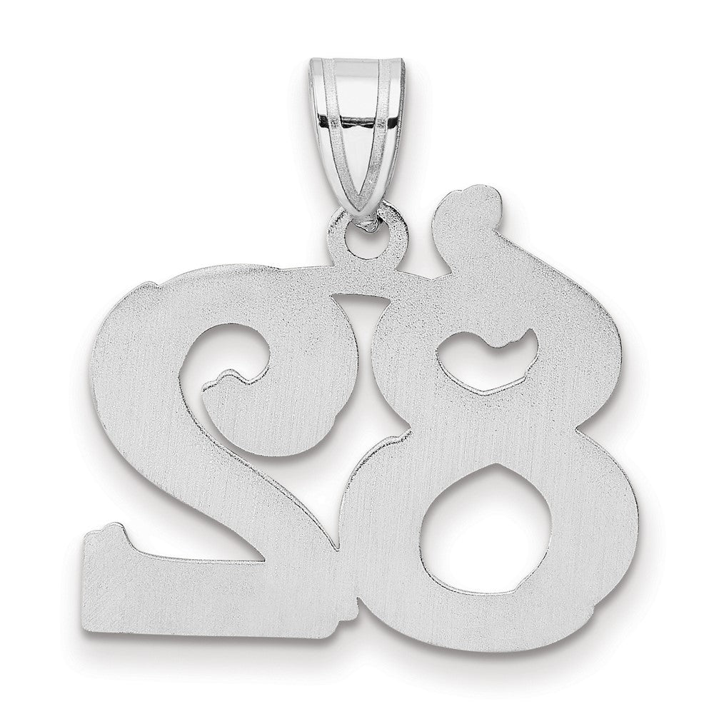 14K White Gold Polished Etched Number 82 Pendant