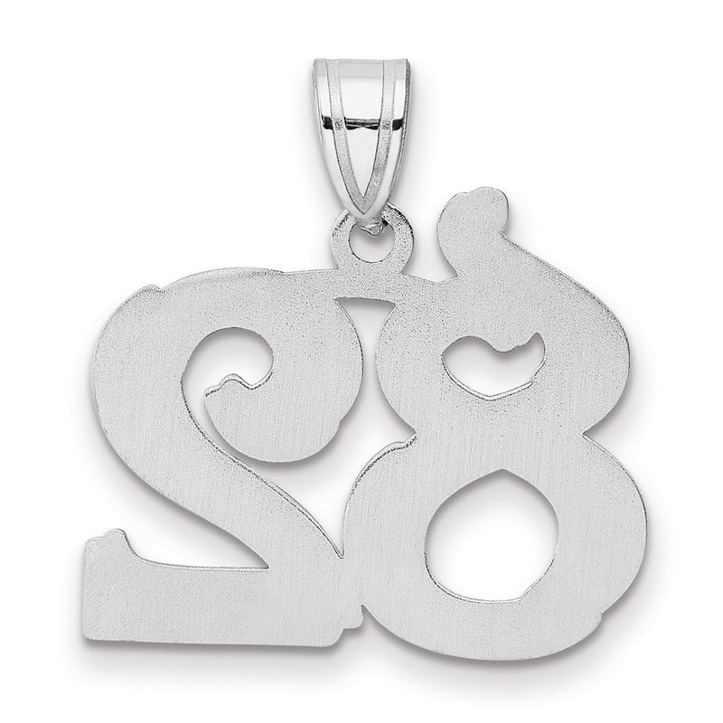 14K White Gold Polished Etched Number 82 Pendant