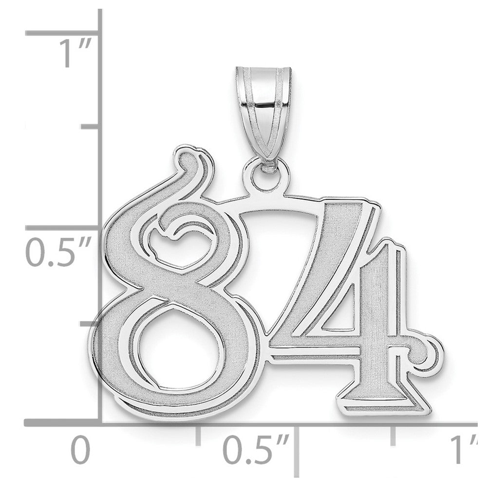 14K White Gold Polished Etched Number 84 Pendant