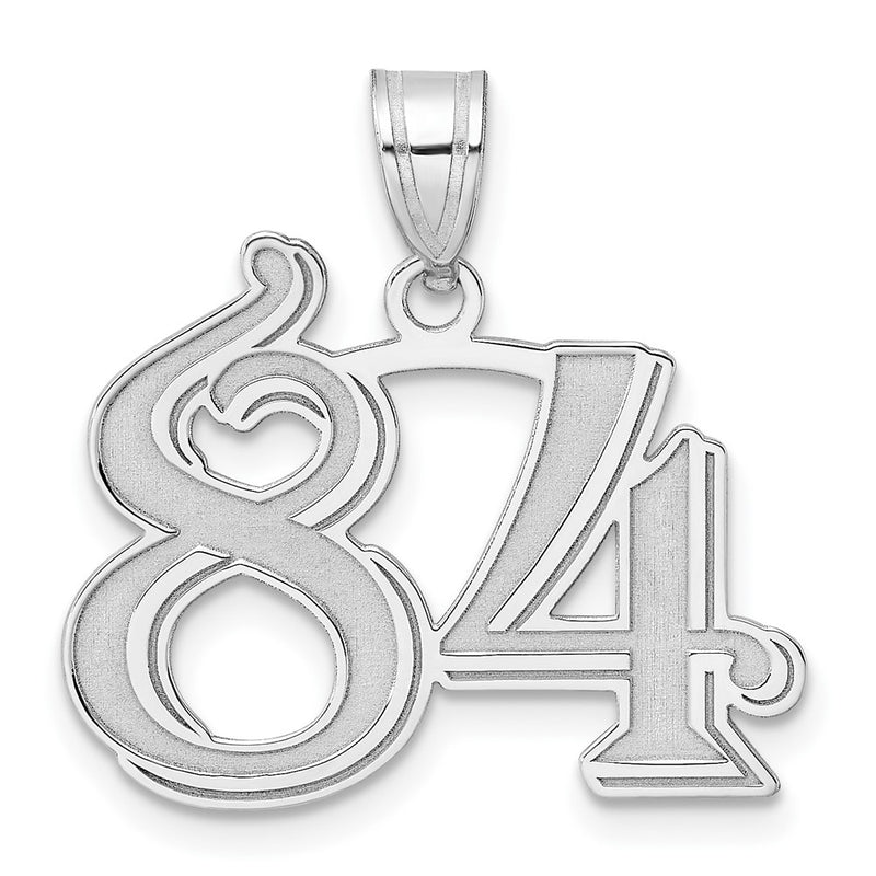 14K White Gold Polished Etched Number 84 Pendant