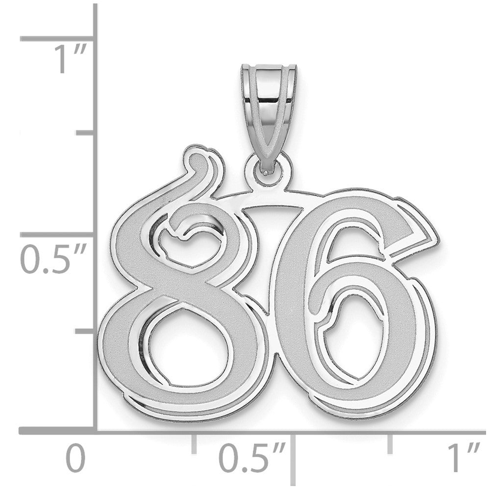 14K White Gold Polished Etched Number 86 Pendant