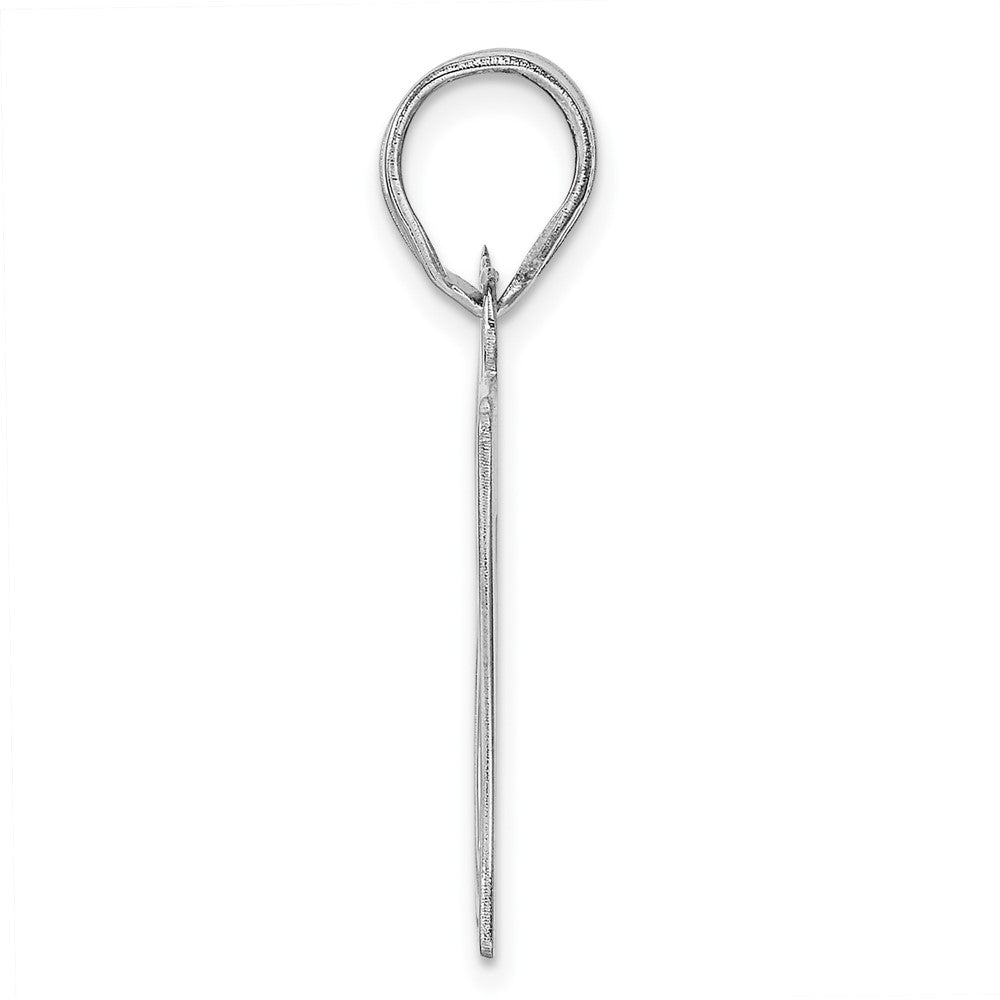 14K White Gold Polished Etched Number 87 Pendant