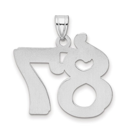 14K White Gold Polished Etched Number 87 Pendant