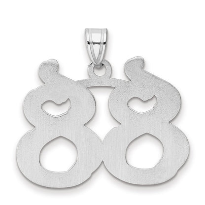 14K White Gold Polished Etched Number 88 Pendant