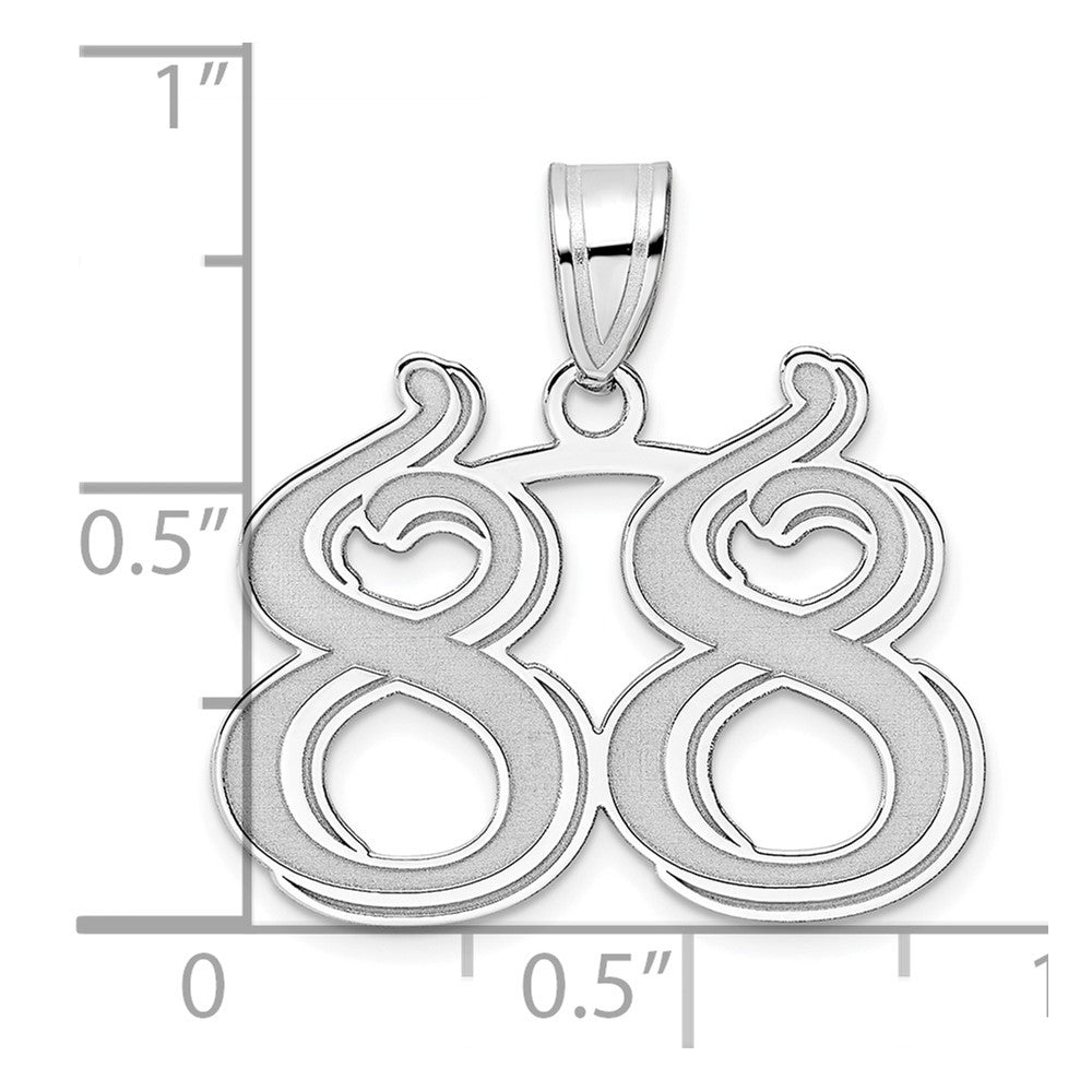 14K White Gold Polished Etched Number 88 Pendant