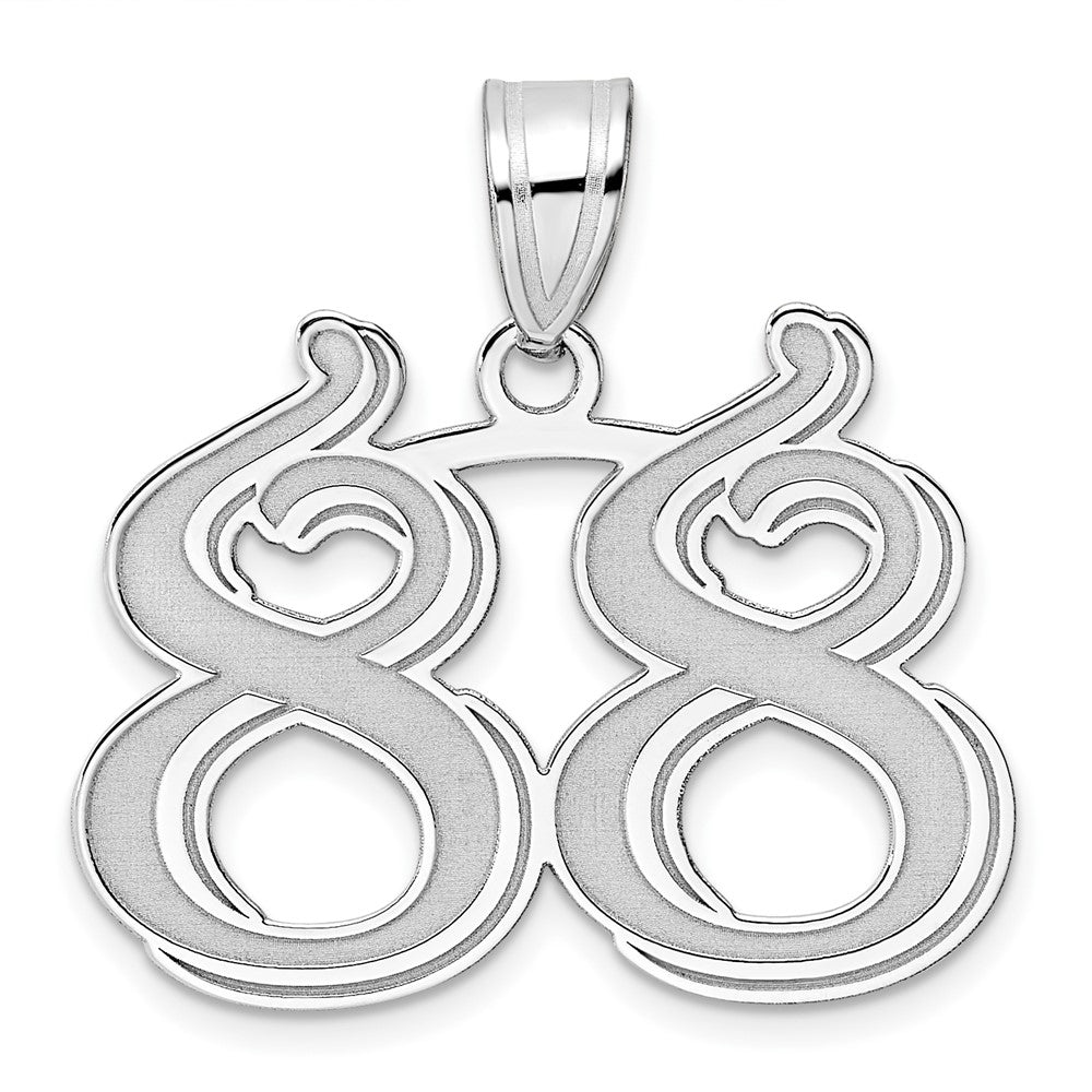 14K White Gold Polished Etched Number 88 Pendant