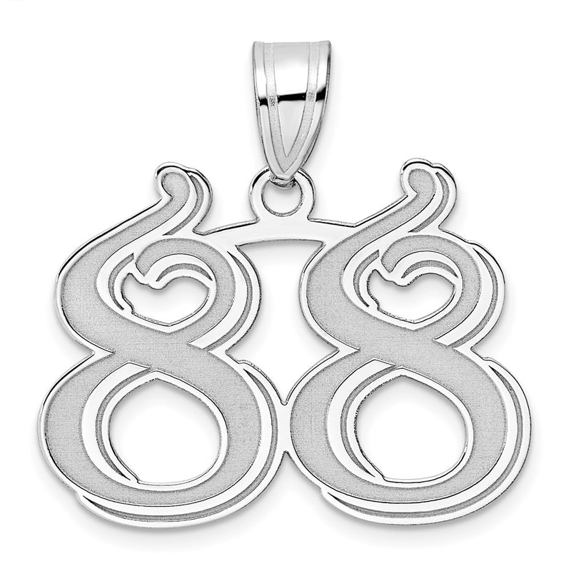 14K White Gold Polished Etched Number 88 Pendant