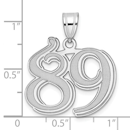 14K White Gold Polished Etched Number 89 Pendant