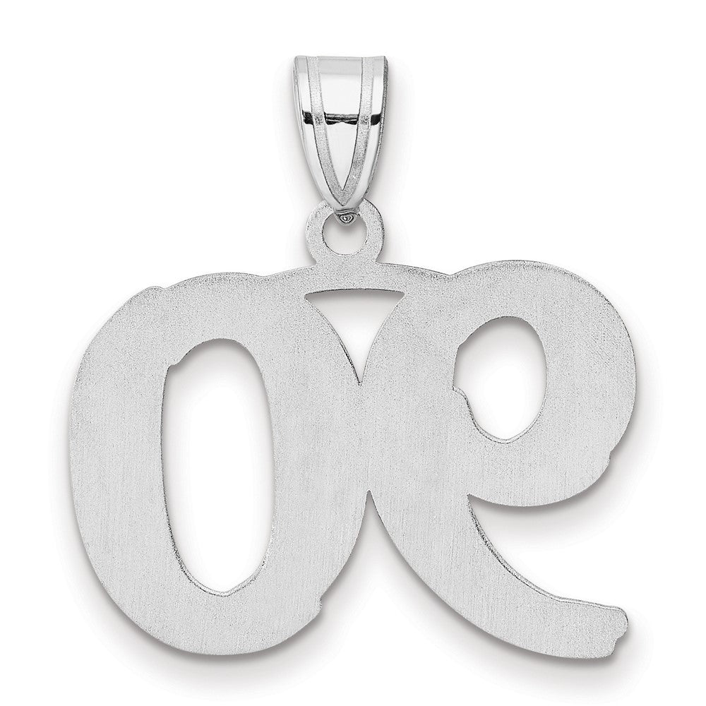 14K White Gold Polished Etched Number 90 Pendant