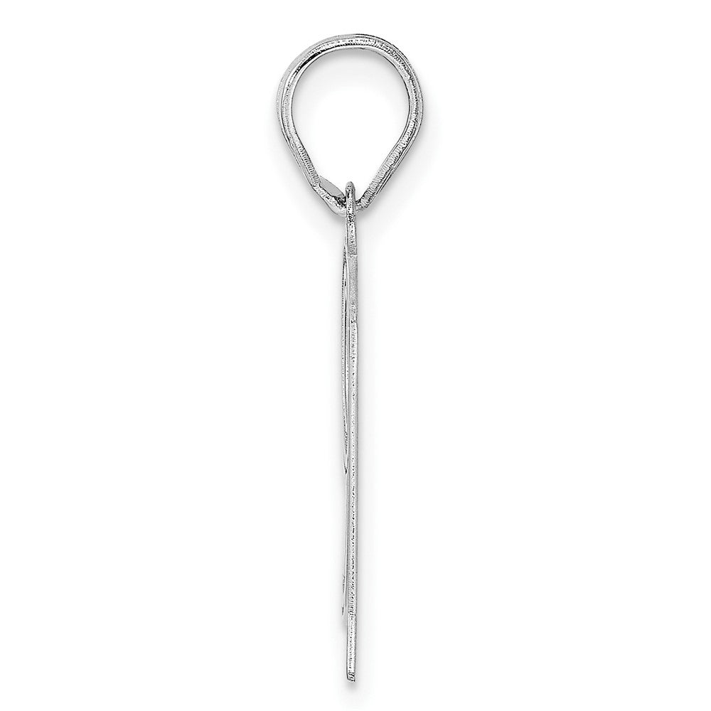 14K White Gold Polished Etched Number 91 Pendant