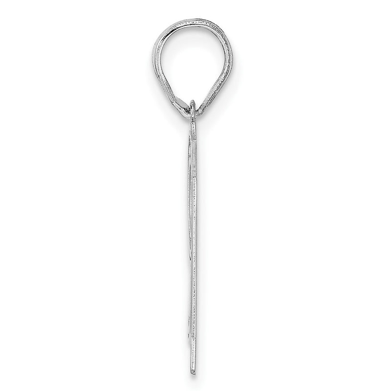 14K White Gold Polished Etched Number 91 Pendant