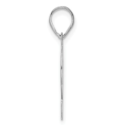 14K White Gold Polished Etched Number 92 Pendant