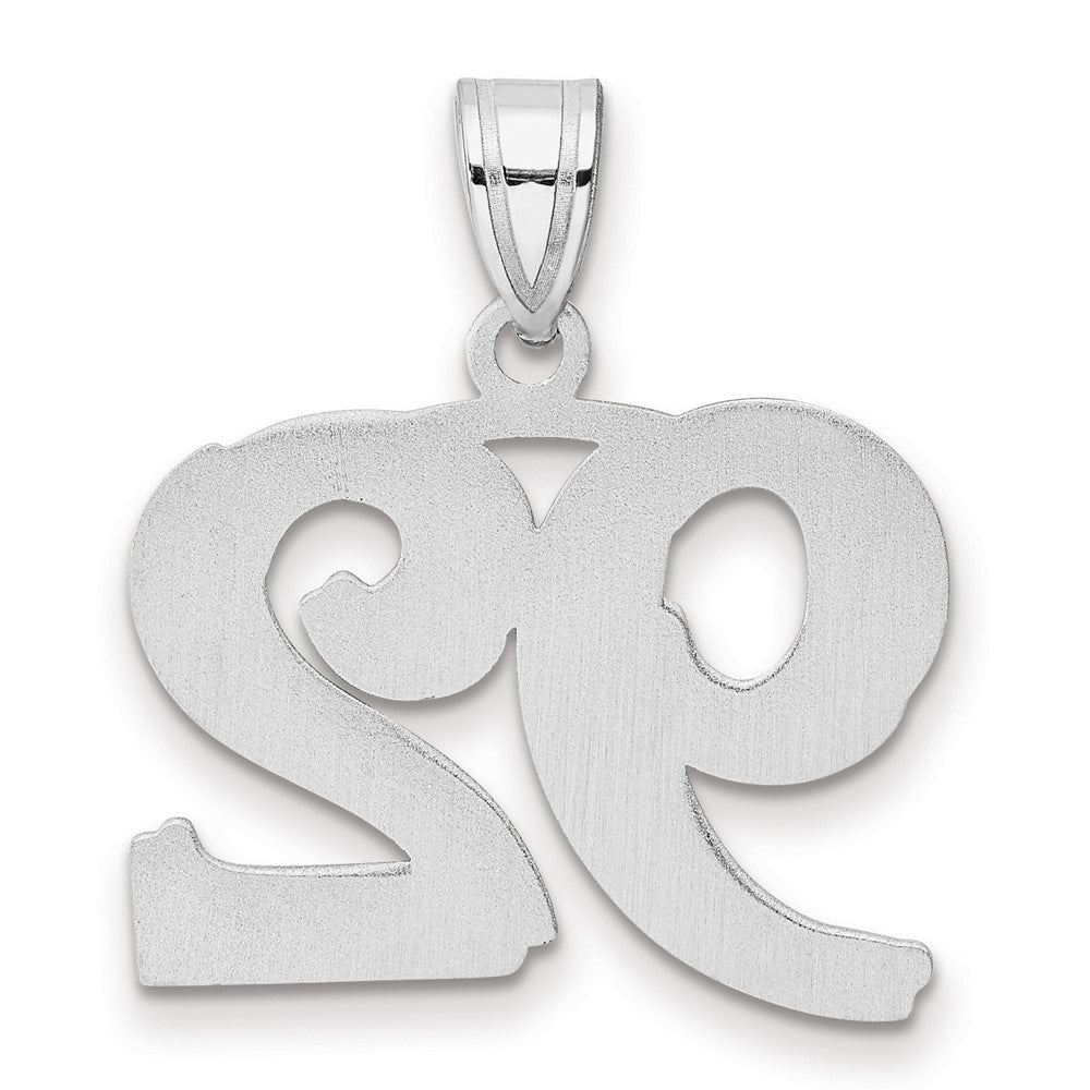14K White Gold Polished Etched Number 92 Pendant