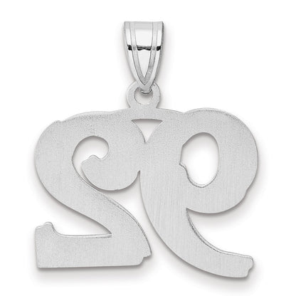 14K White Gold Polished Etched Number 92 Pendant