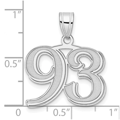 14K White Gold Polished Etched Number 93 Pendant