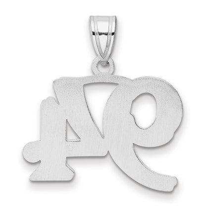 14K White Gold Polished Etched Number 94 Pendant