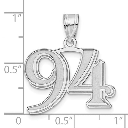 14K White Gold Polished Etched Number 94 Pendant