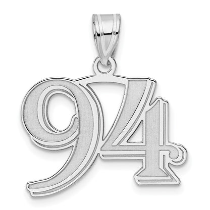 14K White Gold Polished Etched Number 94 Pendant