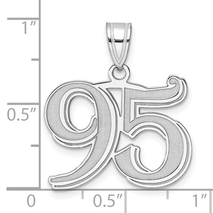 14K White Gold Polished Etched Number 95 Pendant